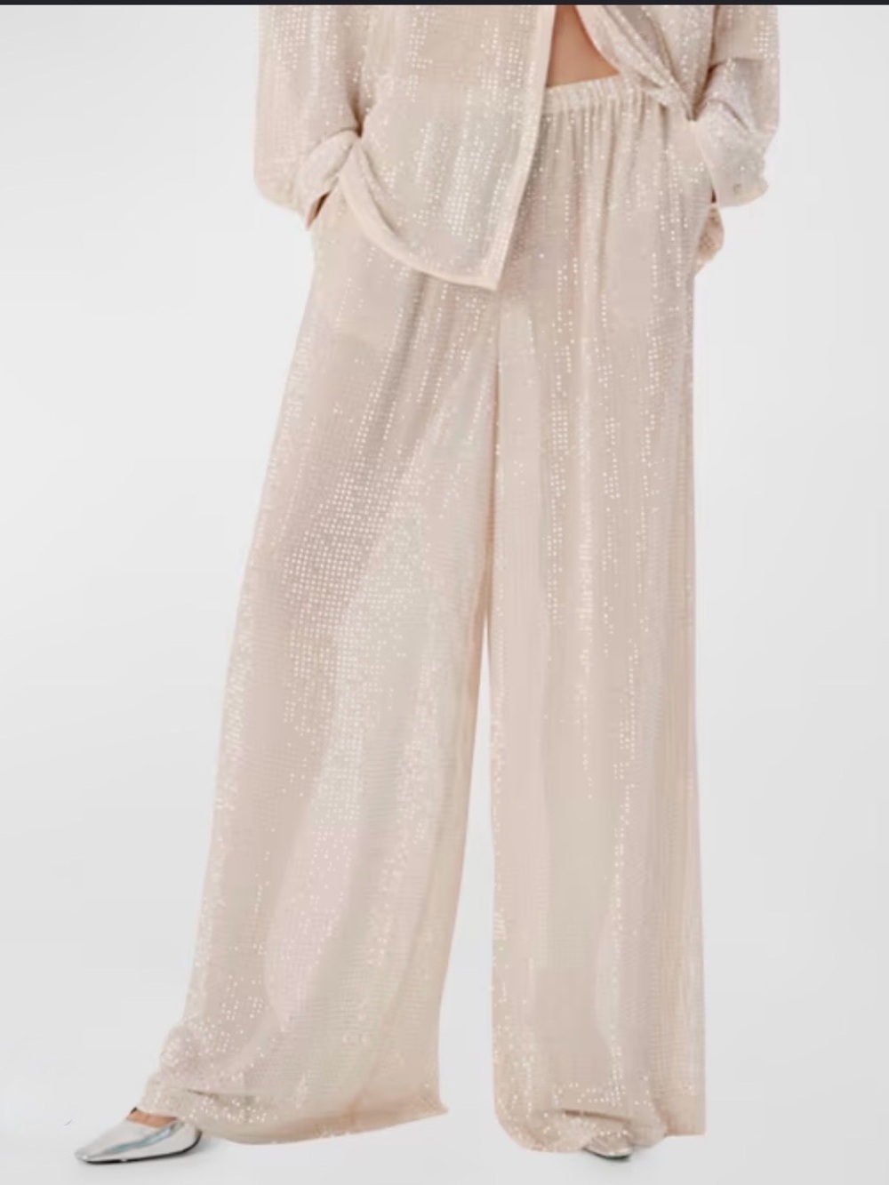Ronny Kobo Merrin Wide-Leg Rhinestone Chiffon Pants NWT